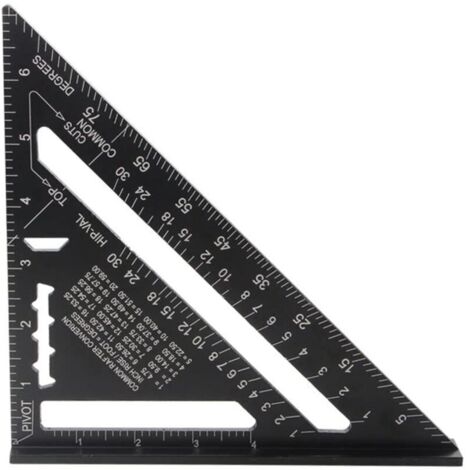 Squadra da carpentiere multifunzione da 180 mm, metallo/alluminio, righello, calibro di marcatura, guida, goniometro, 45-90 gradi / Strumento per falegnameria / Strumento di marcatura e guida per la l