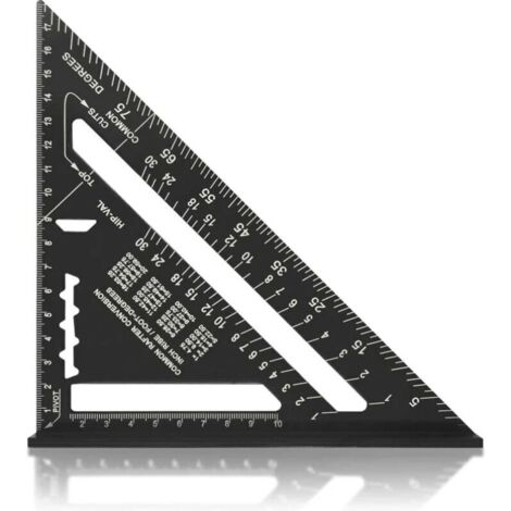 Squadra da carpentiere multifunzione da 180 mm, righello in metallo e alluminio, squadra, goniometro, angolo 45-90 gradi/utensili da carpentiere/guida per lavorazione del legno, strumento per tracciar