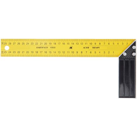 Squadra da falegname 30 cm lama acciaio temprato base alluminio - Metrica