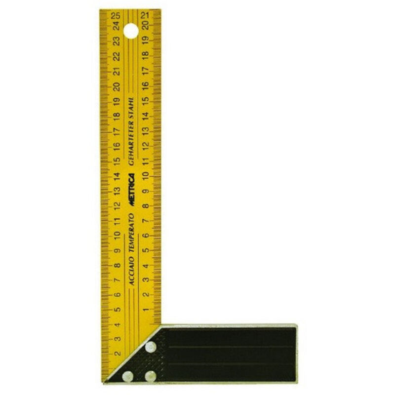 Squadra da falegname 20 cm lama acciaio temprato base alluminio - Metrica