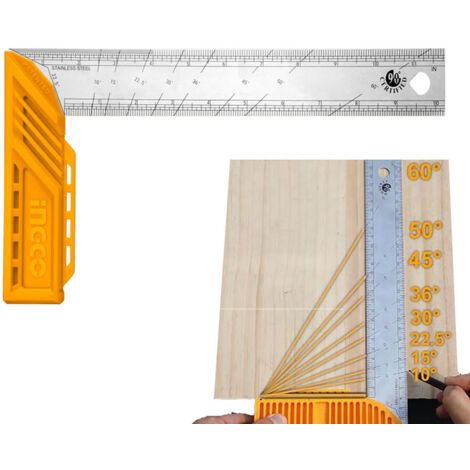 Squadra squadro universale in acciaio fabbro falegname carpentiere 300mm Ingco HAS123002