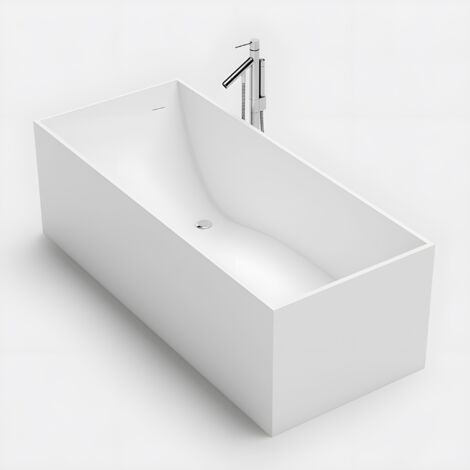 SQUARE 160 - Baignoire ilot en Solid Surface 158 x 68 x 58(h) cm