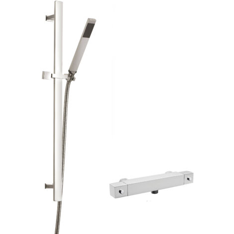 Square Bar Valve & Sheer Slide Rail Shower Kit - Chrome - Balterley