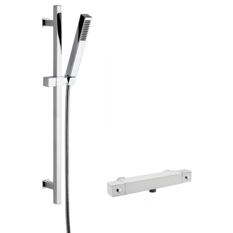 Square Bar Valve & Slide Rail Shower Kit - Chrome - Balterley