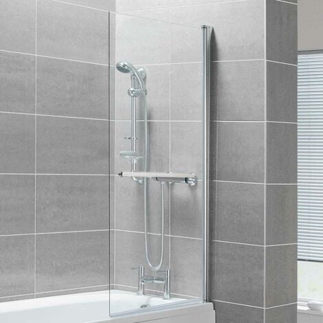 VODA Square Bath Screen With Towel Bar 800x1400mm