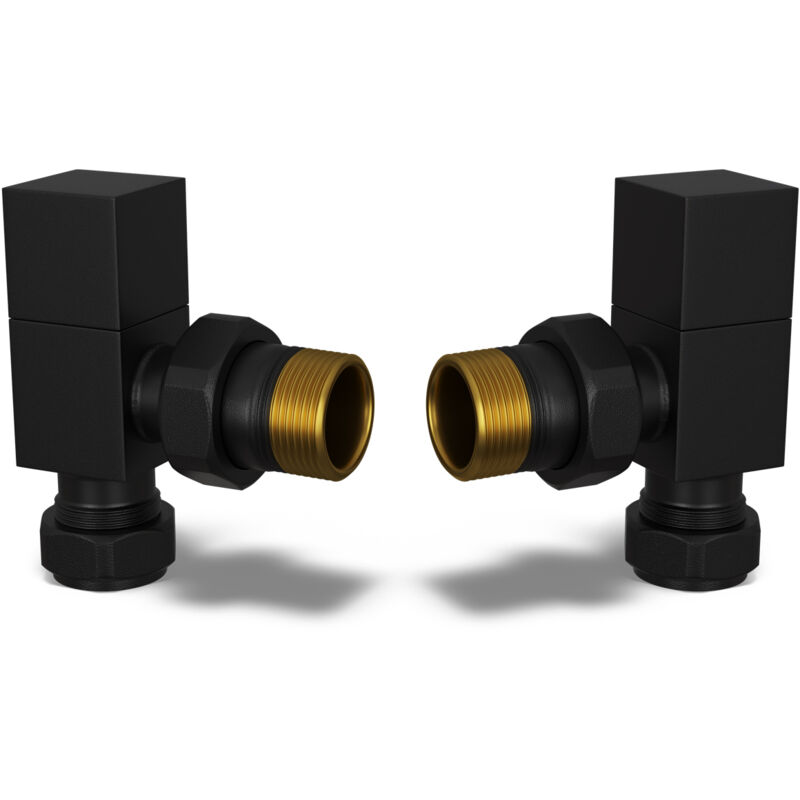 Image of Square - Black Radiator Valves Angled&hellip;
