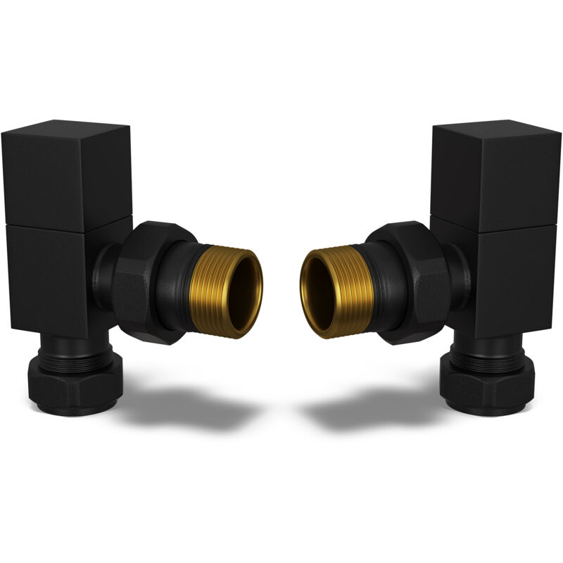 Image of Square - Black Radiator Valves Angled&hellip;