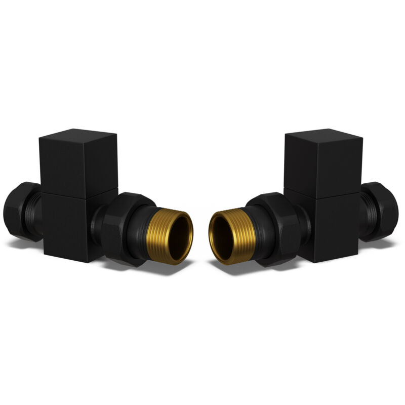 Image of Square - Black Radiator Valves Straight&hellip;