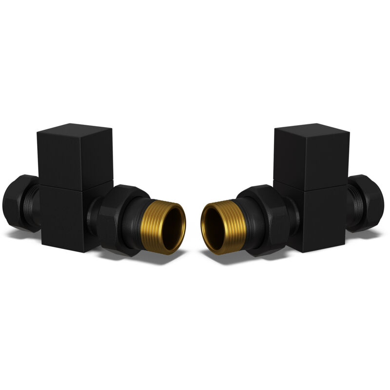 Image of Square - Black Radiator Valves Straight&hellip;
