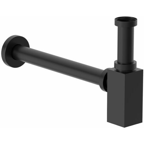 Square Bottle Trap Waste for Wash Basin Sink Bathroom Black 1 1/4" Modern