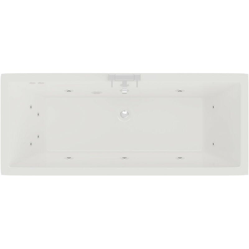 Wholesale Domestic - Square 1800mm x 800mm 12 Jet Chrome Flat Jet Double Ended Whirlpool Bath - White