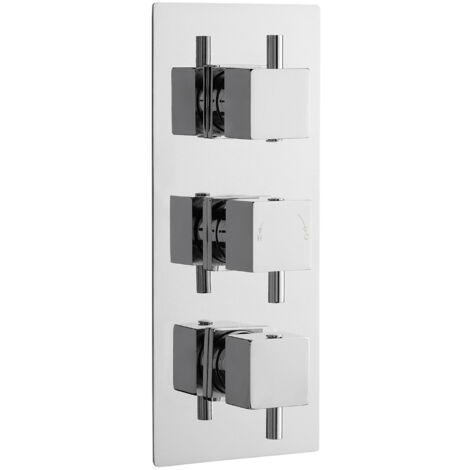 Square Concealed Triple Thermostatic Shower Valve (2 Outlets) - Chrome - Balterley