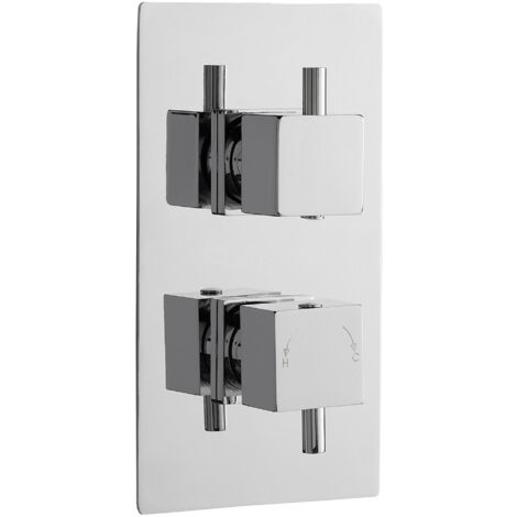 Square Concealed Twin Thermostatic Shower Valve (1 Outlet) - Chrome