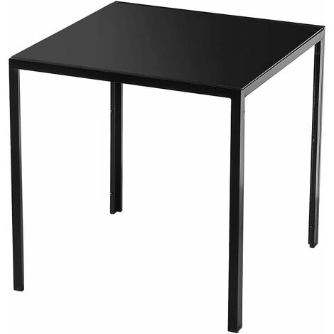 Square Dining Table 75x75 cm, Glass Dining Table for Small Room, Kitchen Table Coffee Table, Metall Frame (Black)