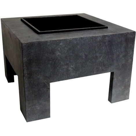 Square Fire Pit & Square Console - Steel/Fibreclay - L58 x W58 x H40 cm - Granite