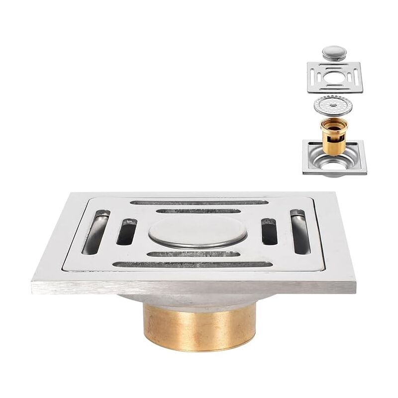 Image of Square Floor Drain, Stainless Steel Anti-Odor&hellip;