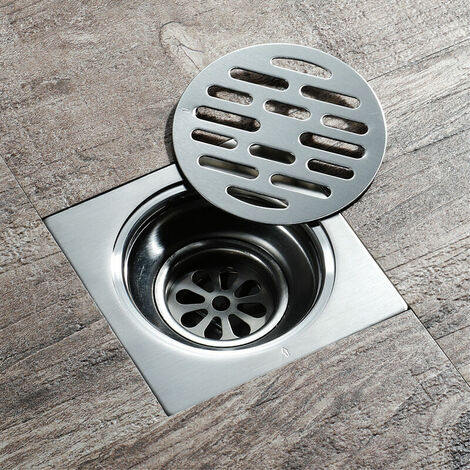 Square Floor Drain, Stainless Steel Bathroom Tile Insert Floor Drainer Anti-odor Anti-clogging Bathroom Floor Drain with Removable Strainer Cover