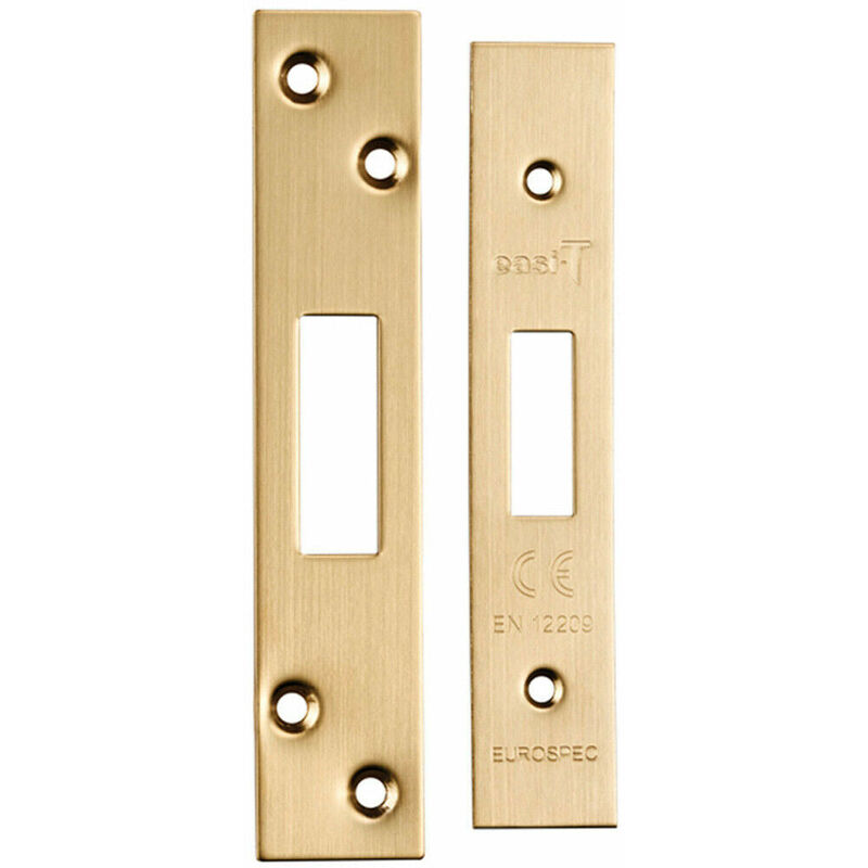 Square Forend Strike and Fixing Pack Suitable for Deadlocks Satin Brass