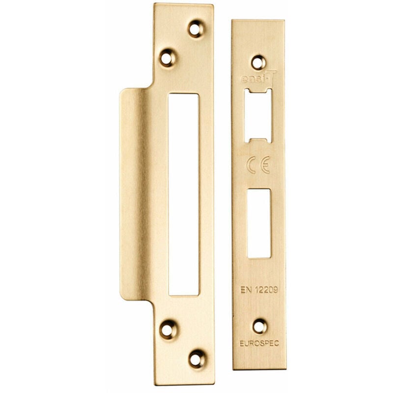 Square Forend Strike and Fixing Pack Suitable for Sashlocks Satin Brass