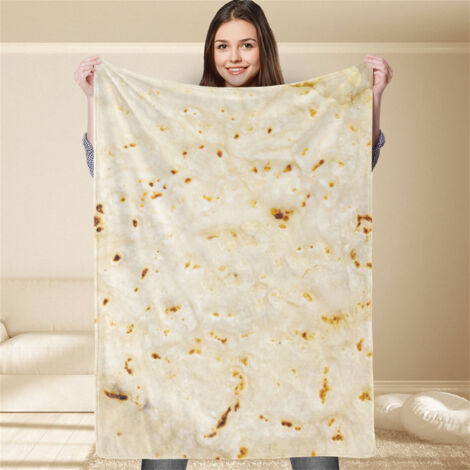Square Funny Throw Blanket Burritos Wrap Blanket Gag Gift for Home Sofa Office Hotel Travel 80x100cm/31.5x39.37in