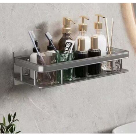 Square grey bathroom shelf, no drilling required, corrosion resistant and rustproof, 30135.5 cm