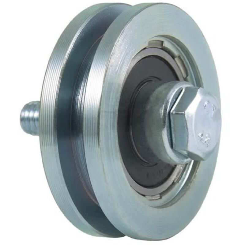 Square grooved wheel - 50 mm - Galvanized steel - 1 ball bearing