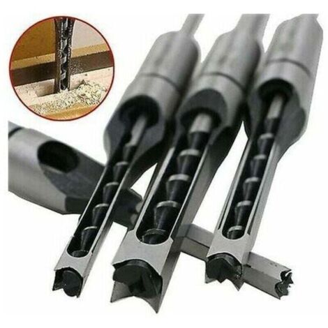 Square Hole Drill Bit for Woodworking - Hollow Chisel Tenon Drilling Tool - Complete Set