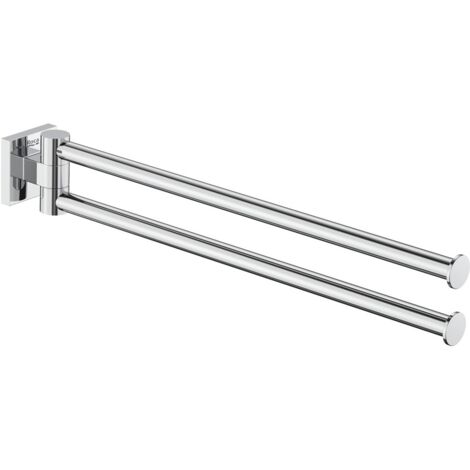 SQUARE HOTELS - ROCA Porte-serviettes double pivotant 400 mm Couleur : Chrome