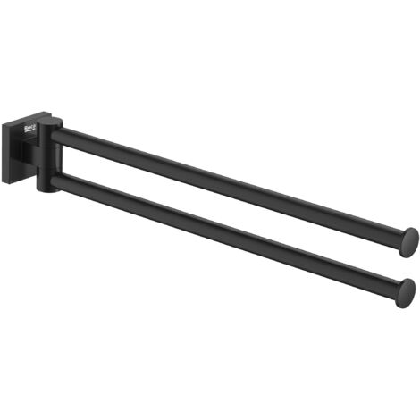 SQUARE HOTELS - ROCA Porte-serviettes double pivotant 400 mm Couleur : Noir mat