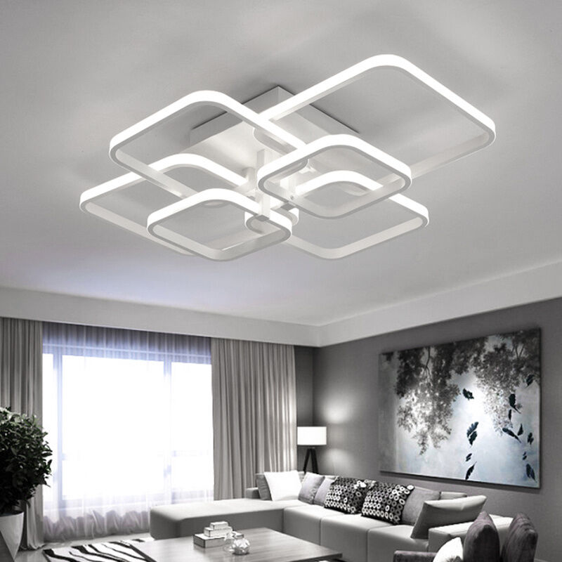 Square led Ceiling Light Chandelier Lamp Cool White Light, 6 Head