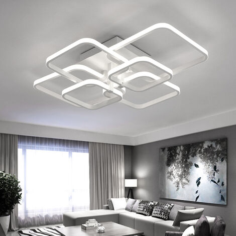 Square LED Dimmable Chandelier Ceiling Light With Remote, 6 Head