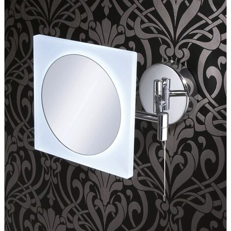 main image of "Square Led Magnifying Mirror Wall Mounted With Multi Positional Arm"