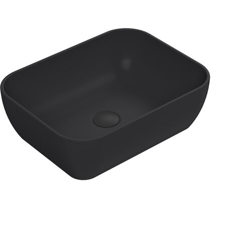 Square Matt Ceramic Countertop Vessel Without Overflow - 455mm - Matt Black