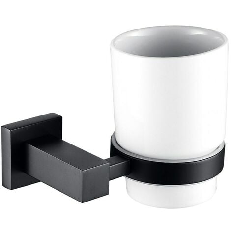 Square Matte Black Single Tumbler Cup and Holder Set