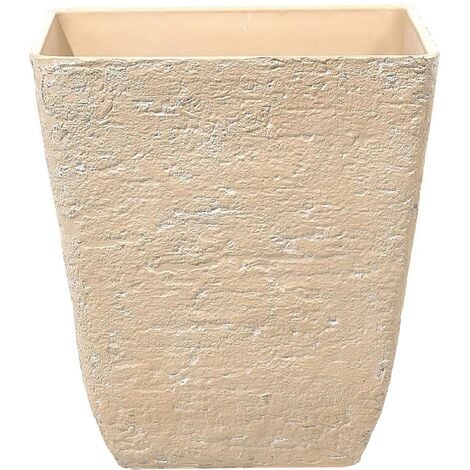 Square Outdoor Planter Pot Stone Raw 49 x 53 cm Beige Delos - Beige