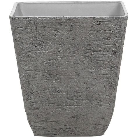 Square Outdoor Planter Pot Stone Raw 49x53 cm Grey Delos - Grey