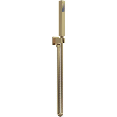 Square  Outlet Elbow, Parking Bracket & Shower Handset - Brushed Brass