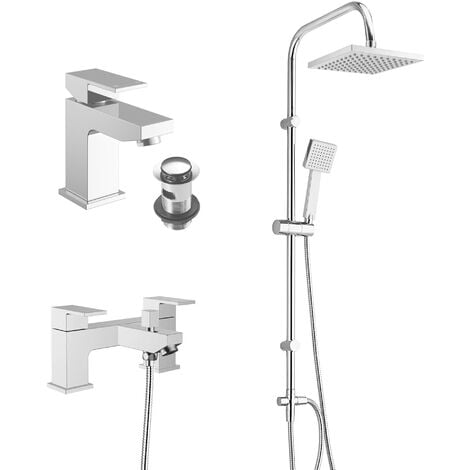 FNX BATHROOMS with Form Bath Shower Mixer & Basin Tap Set