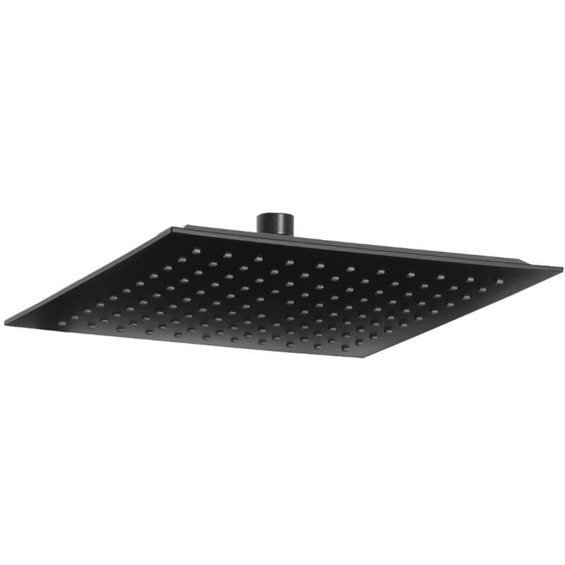 Square Rainfall Shower Head Black Movable Replacement ABS