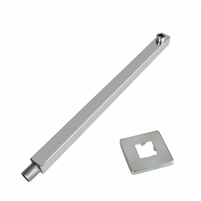 Square Rainfall Shower Head Extension 16 Inches Stainless Steel Arm Wall Mounted Tools-free