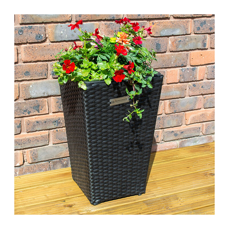 Square Rattan Planter - Black 2 Pack - Rowlinson