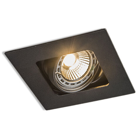 Square Recessed Spotlight Black Rotatable and Tiltable - Artemis