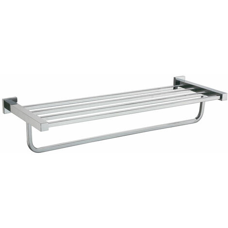 Square Shelf & Towel Rail Rack Chrome