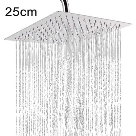 Square Shower Head 25x25cm Ultra-Thin High Pressure Adjustable Rain Shower Head