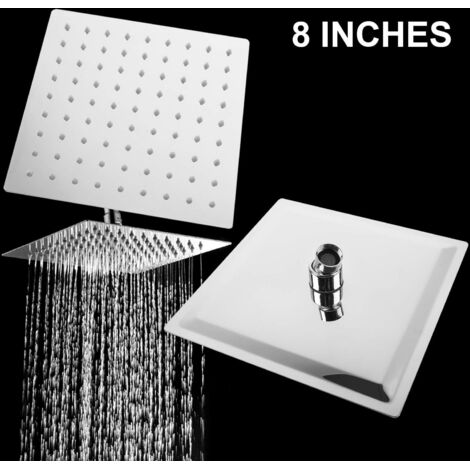 Square Shower Head Overhead Fixed Rain Showerhead with Adjustable Angle 8 Inch Shower Head Easy Installation