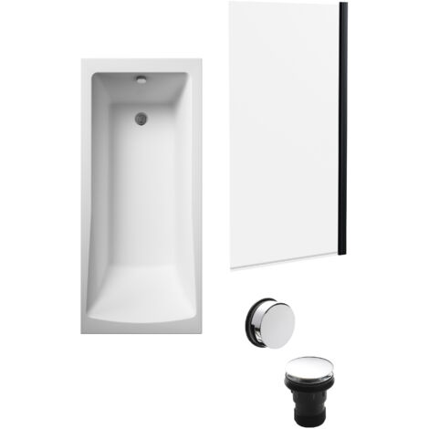 Square Single Ended 1700x700 with Leg Set & Black Screen & Chrome Waste