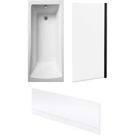 Square Single Ended 1700x700 with Leg Set & Black Screen & Front Bath Panel