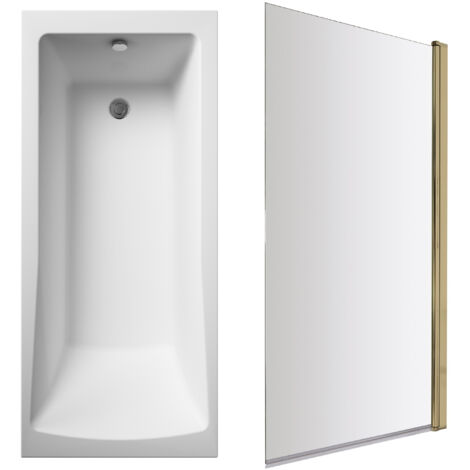 Square Single Ended 1700x700 with Leg Set & Brushed Brass Screen
