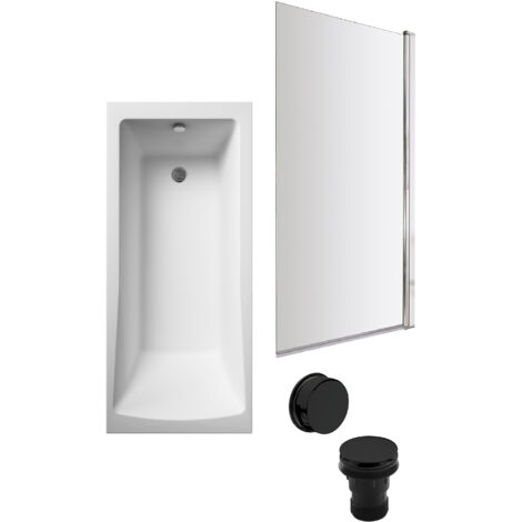 Square Single Ended 1700x700 with Leg Set & Chrome Screen & Black Waste
