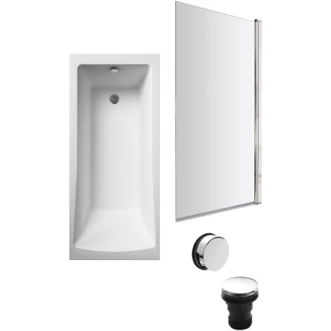 Square Single Ended 1700x700 with Leg Set & Chrome Screen & Chrome Waste